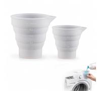 Livawnd 2Pcs White Silicone Collapsible Measuring Cups, 50ml & 100ml Foldable Liquid Measuring Mould Cups
