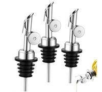 Livawnd 3 Pack 304 Stainless Steel Oil Dispenser Spouts, Automatic Open & Close Bottle Pourers for Olive Oil, Vinegar, Wine, Liquor & Syrup, Silver