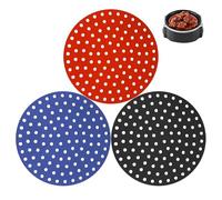 Livawnd 3 Pack 8 Inch Round Air Fryer Silicone Liners, Non-Stick Reusable Food-Grade Silicone Mats, Easy Clean Air Fryer Accessories for Ninja, Instant Pot, Power XL & Foodi, Red