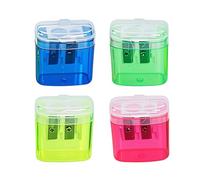 Livawnd 4 Pcs Pencil Sharpeners, Manual Pencil Sharpener with Cover Dual Hole Pencil Sharpener Manual for Kids Students School Home Office Supply, Multicolor