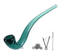 LIVBTS Gandalf Style Long Glass Pipe, 24 cm Borosilicate Glass Tobacco Pipe with Side Airflow Hole, Green Wizard Pipe Set with Filters and Tool