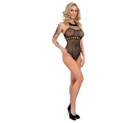 Livco Orvina - Polka Dot Halter Neck Mesh Bodysuit (Black) - Sizes S-L