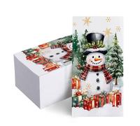 Livcoz 100 PCS Christmas Snowman Disposable Paper Napkins, Xmas Pine Tree Bathroom Hand Towels Decorative Dinner Guest Napkin, Winter Holiday Gifts Kitchen Dinning Table Party Decor 8 x 4 Inches
