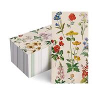 Livcoz 100 PCS Wildflower Disposable Paper Napkins, Vintage Flower Botanical Bathroom Hand Towels Decorative Dinner Guest Napkin, Retro Floral Nature Kitchen Dinning Table Party Decor 8 x 4 Inches
