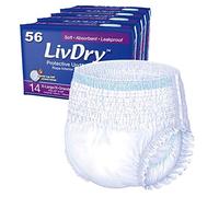 LivDry Adult Diapers | XL Protective Incontinence Underwear | Super Absorbent 14 Count, 4 Pack | Regular/Daytime