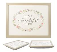 (Live a Beautiful Life) GEEZY Large Wooden Bean Bag Cushioned Lap Tray - 44 x 34cm