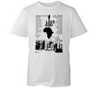 Live Aid 1985 Concert Fan Inspired Graphic Tee - Iconic Wembley & Philadelphia Performance Print, Featuring Legendary Artists (White, XL)