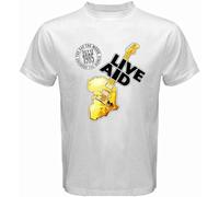 Live Aid 1985 Logo Rock Music Concert Men's White T Shirt XXL