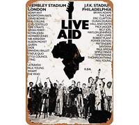 Live Aid Concert Tin Wall Sign Warning Sign Retro Metal Poster Plaque Iron Painting Art Decor for Home Cafe Garden Pub Office 12X16inch