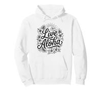 Live Aloha Hawaiian Script Hibiscus Wave Tropical Island Pullover Hoodie