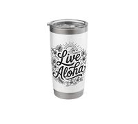 Live Aloha Hawaiian Script Hibiscus Wave Tropical Island Stainless Steel Insulated Tumbler