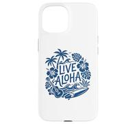 Live Aloha Hawaiian Surf Ukulele Hibiscus Tropical Vibes Case for iPhone 15