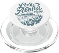Live Aloha Shaka Surf Wave Hibiscus Hawaii DiamondHead Art PopSockets PopGrip for MagSafe