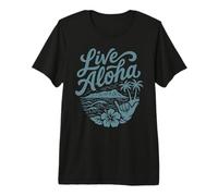 Live Aloha Shaka Surf Wave Hibiscus Hawaii Diamondhead Art Premium T-Shirt