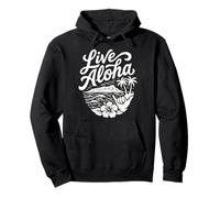 Live Aloha Shaka Surf Wave Hibiscus Hawaii DiamondHead Art Pullover Hoodie