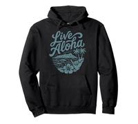 Live Aloha Shaka Surf Wave Hibiscus Hawaii DiamondHead Art Pullover Hoodie