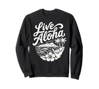 Live Aloha Shaka Surf Wave Hibiscus Hawaii DiamondHead Art Sweatshirt