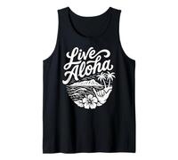 Live Aloha Shaka Surf Wave Hibiscus Hawaii Diamondhead Art Tank Top