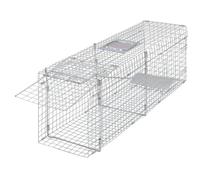 Live Animal Trap galvanised steel 80cm folding-handle silver mesh 1-door for cat