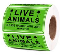 Live Animals Handling Stickers, 2x3 Inch, Fluorescent Green, 250 Adhesive Labels