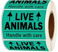 Live Animals Please Handle with Care Stickers,2 X 3 Inch Fluorescent Fragile Shipping Label Stickers for Shipping and Packing (250 Adhesive Labels)