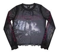 Live Band Mesh Long-Sleeved Crop Top Pink Floyd Black XS