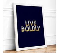Live Boldly Typography Framed Wall Art Print A4 (29.7×21cm) White, Wall Decor for Living Room, Bedroom, Office & Home, Ready to Hang, Art Gift