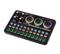 Live Broadcast Sound Card,HUIOP SK900 Multi-function Mixer Portable Digital Sound Card Kit Professional Live Mixer Sound Card Effect Device Built-in Rechargeable Battery for Mobile Phone Computer Live