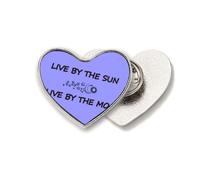 Live By The Sun/Moon Art Deco Fashion Heart Metal Pin Brooch Clip Love