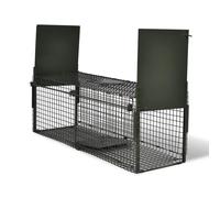 Live Catch Trap Steel Silver 100cm Foldable Handle 2-Doors Reinforced Wire Mesh