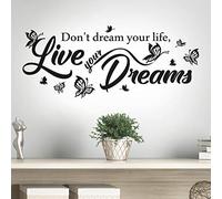 Live Dreams Wall Sticker Motivational Art Quote Family Kitchen Decal Home Decor Living Room Vinyl Decoration Mural Wallpaper DIY Removable transfers Dream Lettering Walls Stencils ispirational Black