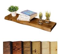 Live Edge Rustic Floating Shelf 6x1.5 inches, 50cm long - Tudor Oak Finish Reclaimed Wood Floating Shelves for Wall Decor, Rustic Wooden Shelves for Bedroom, Living Room, Kitchen, or Bathroom