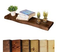 Live Edge Rustic Floating Shelf 6x1.5 inches, 90cm long - Walnut Finish Reclaimed Wood Floating Shelves for Wall Decor, Rustic Wooden Shelves for Bedroom, Living Room, Kitchen, or Bathroom