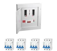 Live Electrical 4 Ways with 4 Pole 125A Main Switch Incomer Metal 3 Phase Consumer Unit Distribution Board c/w 4 x 3 Pole MCB's (6A - 63A - B,C,D Curve 10kA)