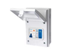 LIVE Electrical AGU4-SNR 4 Way IP65 White Metal Garage/EV Charging Unit with 40A Type A DP RCBO C Curve & 20/40kA 1P+N Surge Protective Device