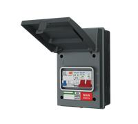 LIVE Electrical AGU5-SRTB/G 5 Way IP65 Grey Metal Garage/EV Charging Unit with 100 Main Switch, 40A Type A DP RCBO B Curve & 20/40kA DP Type 2 SPD