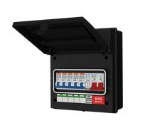 LIVE Electrical AGU8-SR/B 8 Way IP65 Black Metal Garage Unit with 100 Main Switch, 5x Type A SP RCBOs B Curve & 20/40kA DP Type 2 SPD