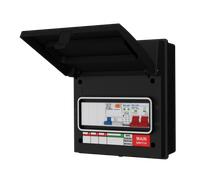 LIVE Electrical AGU8-SRTC/B 8 Way IP65 Black Metal Garage/EV Charging Unit with 100 Main Switch, 40A Type A DP RCBO C Curve & 20/40kA DP Type 2 SPD