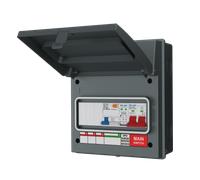 LIVE Electrical AGU8-SRTC/G 8 Way IP65 Grey Metal Garage/EV Charging Unit with 100 Main Switch, 40A Type A DP RCBO C Curve & 20/40kA DP Type 2 SPD