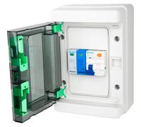 LIVE Electrical LEV440SP-P 4 Way IP65 Plastic EV Charging Unit with 40A Type A DP RCBO C Curve & 20/40kA 1P+N Surge Protective Device