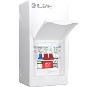 LIVE Electrical LSMC04SRN/100 4 Way Metal Populated SRN Consumer Unit with 100A Main Switch, 20/40kA SPD & 1 RNC DP RCBOs