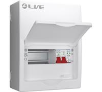 LIVE Electrical LSMC08S-SP 8 Module Metal Clad Consumer Unit c/w 100A Main Switch +20/40kA SPD (5 Usable Way)