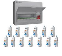 LIVE Electrical LSMC16M-SP 13 Usable Way 20/40kA T2 SPD Metal Consumer Unit & 13 AMR Type A Bi-Directional RCBOs