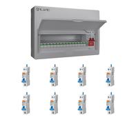LIVE Electrical LSMC18M-SP 15 Usable Way 20/40kA T2 SPD Metal Consumer Unit & 8 AMR Type A Bi-Directional RCBOs
