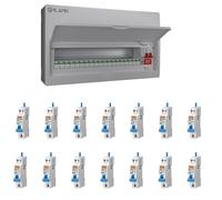 LIVE Electrical LSMC22M-SP 19 Usable Way 20/40kA T2 SPD Metal Consumer Unit & 14 AMR Type A Bi-Directional RCBOs