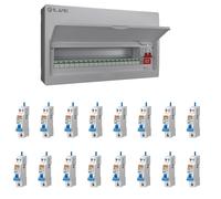 LIVE Electrical LSMC22M-SP 19 Usable Way 20/40kA T2 SPD Metal Consumer Unit & 16 AMR Type A Bi-Directional RCBOs