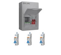 LIVE Electrical LSMC6M-SP 3 Usable Way 20/40kA T2 SPD Metal Consumer Unit & 3 AMR Type A Bi-Directional RCBOs