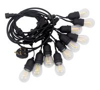 LIVE Electrical LST2 IP65 150W Outdoor E27 LED String Light with 10x Warm White LED Bulbs, Hanging Bulb Holders