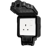 LIVE Electrical WJ1G2P-B Weatherproof IP66 1 Gang 13A Double Pole Switched Socket - Black
