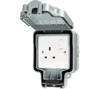 LIVE Electrical WJ1G2P-G Weatherproof IP66 1 Gang 13A Double Pole Switched Socket - Grey